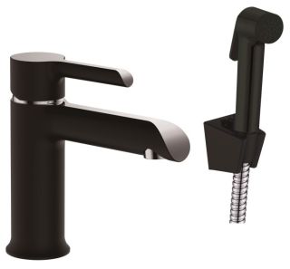 Смеситель для раковины с гигиеническим душем Haiba HB12805-7 чёрный матовый